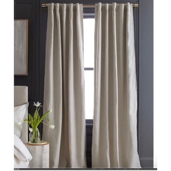 Quince European Linen Room Darkening Curtain 48X96 Ivory#5 - Picture 1 of 4